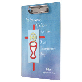 Carpeta De Pinza Ahijado, Primera Comunión, Azul