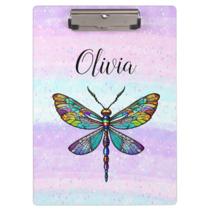 Carpeta De Pinza Alas coloridas de la libélula de vidrio manchado