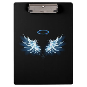 Carpeta De Pinza Alas del Ángel Azul brillante sobre fondo negro