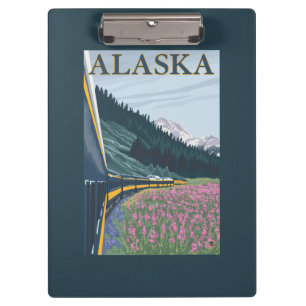 Carpeta De Pinza AlaskaRailroad y viaje del vintage del Fireweed