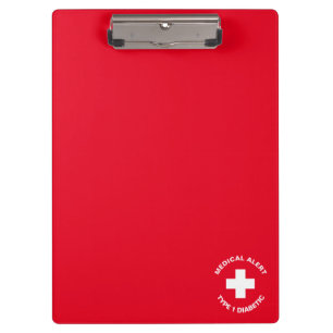 Carpeta De Pinza Alerta Médica Personalizada Diabético Rojo