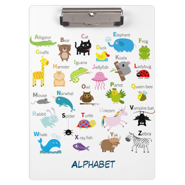 Carpeta De Pinza Alfabeto con las imágenes y las letras animales (Anverso)