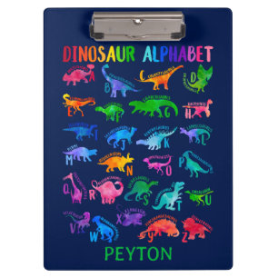 Carpeta De Pinza Alfabeto de dinosaurio acuarela Colorido Dino Niño