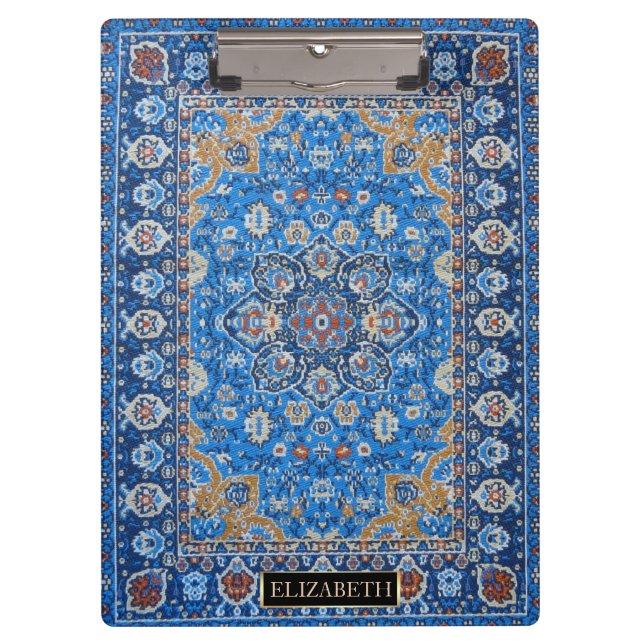 Carpeta De Pinza Alfombra persa oriental azul turca antigua (Anverso)