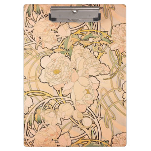 Carpeta De Pinza Alfonse Mucha Art Nouveau Peonies