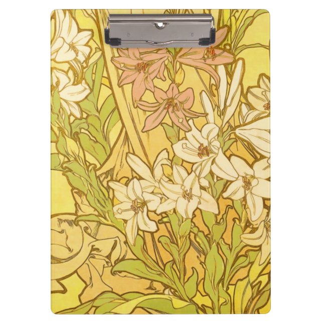 Carpeta De Pinza Alfonse Mucha Flores de lirio Art Nouveau (Anverso)