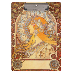 Carpeta De Pinza Alfonse Mucha Zodiac Art Nouveau Mujer