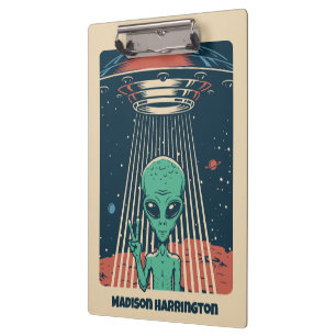 Carpeta De Pinza Alien de OVNI de texto de personalizado