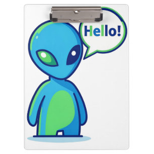 Carpeta De Pinza Alienígena azul lindo diciendo hola