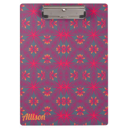 Carpeta De Pinza ALLISON ~ Diseño rosa, púrpura, amarillo y gris