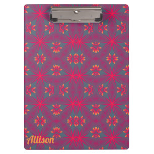 Carpeta De Pinza ALLISON ~ Diseño rosa, púrpura, amarillo y gris