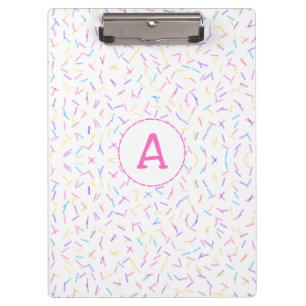Carpeta De Pinza Allover Sprinkles Pink Multi Inicial Clipboard