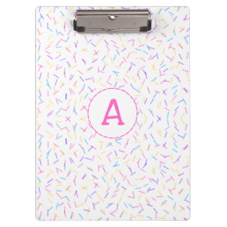 Carpeta De Pinza Allover Sprinkles Pink Multi Inicial Clipboard