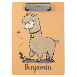 Carpeta De Pinza Alpaca feliz con personalizado de mariposa