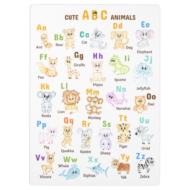 Carpeta De Pinza Alphabet Animal ABC Animales cutáneos (Reverso)