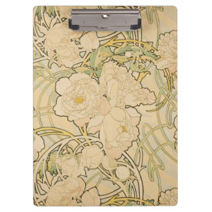Carpeta De Pinza Alphonse Mucha Peonies Peony Rosas Fawn 1897