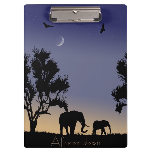 Carpeta De Pinza Amanecer africano - elefantes (Anverso)