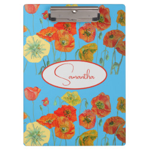 Carpeta De Pinza Amapola Naranja Roja Amapolas floral Azul Nombre d