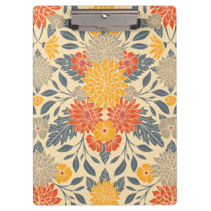 Carpeta De Pinza Amarillo cálido, Naranja y floral azul