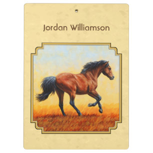 Carpeta De Pinza Amarillo del caballo de la bahía en marcha