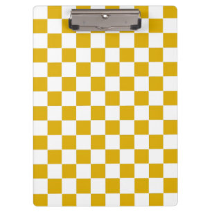 Carpeta De Pinza Amarillo mostaza y blanco a cuadros