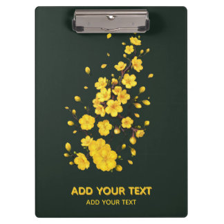 Carpeta De Pinza Amarillo Personalizado Flor de Albaricoque Minimal