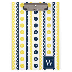 Carpeta De Pinza Amarillo y azul marino a rayas Preppy Craft & Sewi