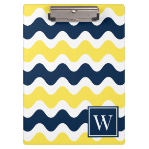 Carpeta De Pinza Amarillo y Azul Marino Preppy Ric Rac Raya