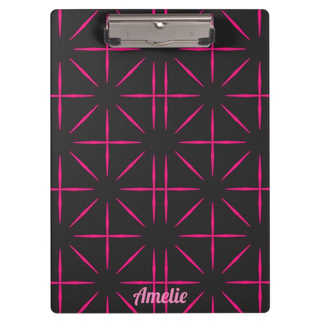 Carpeta De Pinza AMELIE ~ Diseño negro y rosa (Anverso)