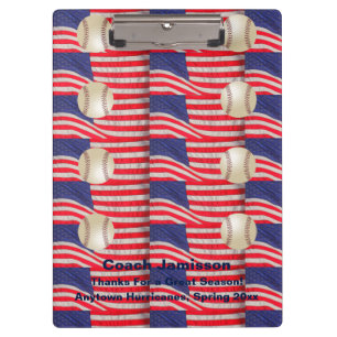Carpeta De Pinza American Flags Baseball Coach, Name, Patriotic