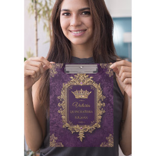 Carpeta De Pinza Ametista Real Quinceañera, personalizado