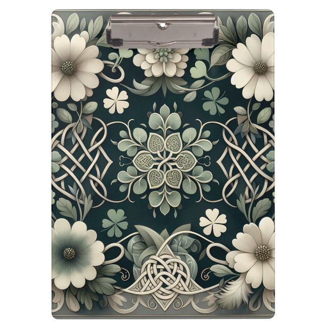 Carpeta De Pinza Amuleto Floral Trébol Celta (Anverso)