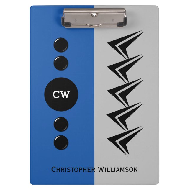 Carpeta De Pinza Añadir iniciales de nombre gris y azul (Anverso)