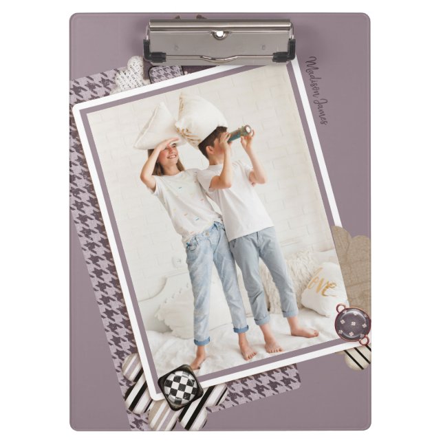 Carpeta De Pinza Añadir tu propia foto moderna de nombre personaliz (Anverso)