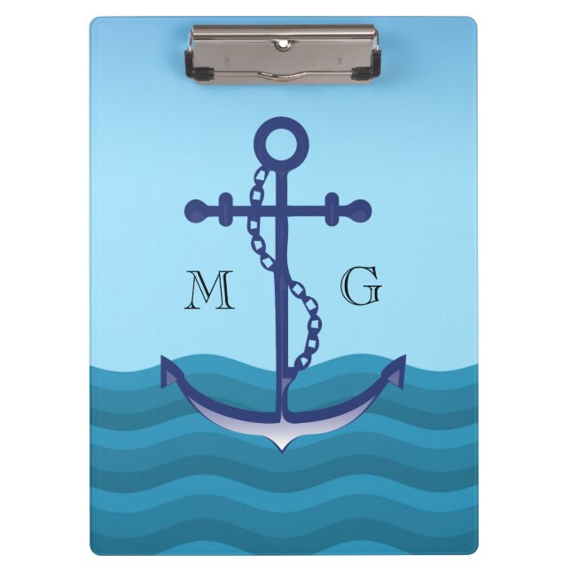 Carpeta De Pinza Anclaje náutico con doble monograma (Anverso)