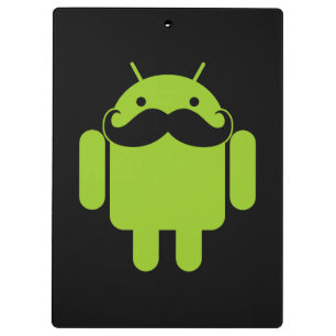 Carpeta De Pinza Android Robot Mustache sobre negro