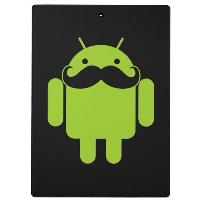 Carpeta De Pinza Android Robot Mustache sobre negro (Reverso)