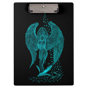 Carpeta De Pinza Ángel perdido en el amor, negro y verde diseño