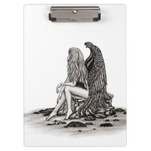 Carpeta De Pinza Ángel, perdido en el pensamiento, diseño blanco y