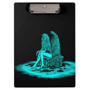 Carpeta De Pinza Ángel, perdido en el pensamiento, negro y verde Di