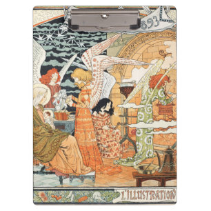 Carpeta De Pinza Ángeles de Navidad y Madonna del Art Nouveau vinta