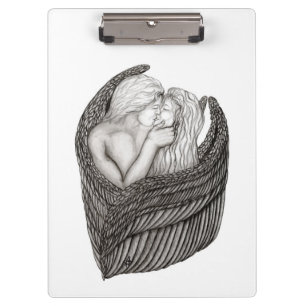 Carpeta De Pinza Angels Kissing , diseño en blanco y negro