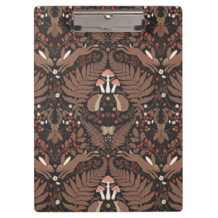 Carpeta De Pinza Animales de bosque y plantas en rojo y marrón