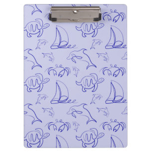 Carpeta De Pinza Animales marinos y patrón de dibujo de una línea