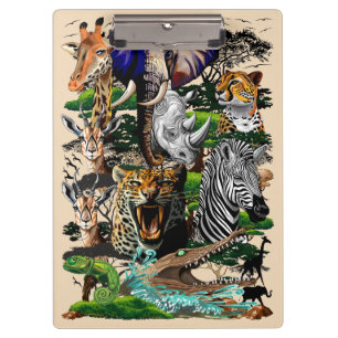 Carpeta De Pinza Animales salvajes de sabana africanos