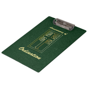 Carpeta De Pinza Aniversario sacerdote de cuero natural