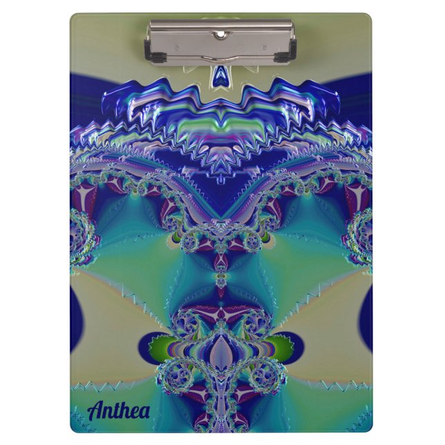 Carpeta De Pinza ¡ANTHEA ~ WOW! ¡EXTRAÑO! Azul amarillo Aqua y verd (Anverso)