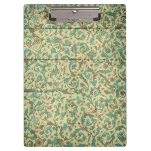 Carpeta De Pinza Antiguo Patrón FloralFondo de Madera Moderno Elega
