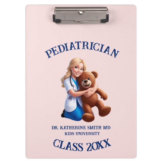 Carpeta De Pinza antistress pediatrician teddy bear pink university (Anverso)