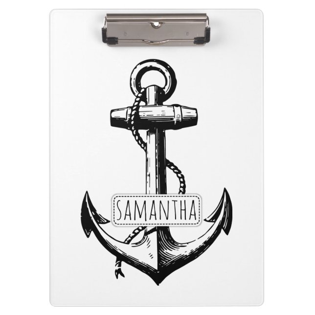 Carpeta De Pinza Anuncio blanco y negro y nombre náutico (Anverso)